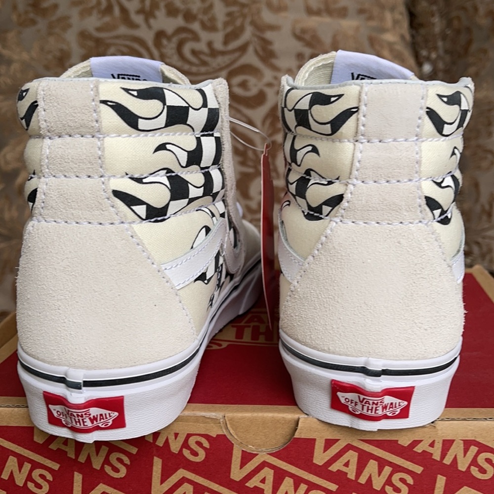 Vans Sk8-Hi Checker Flame Classic White Mens - Picture 14 of 16